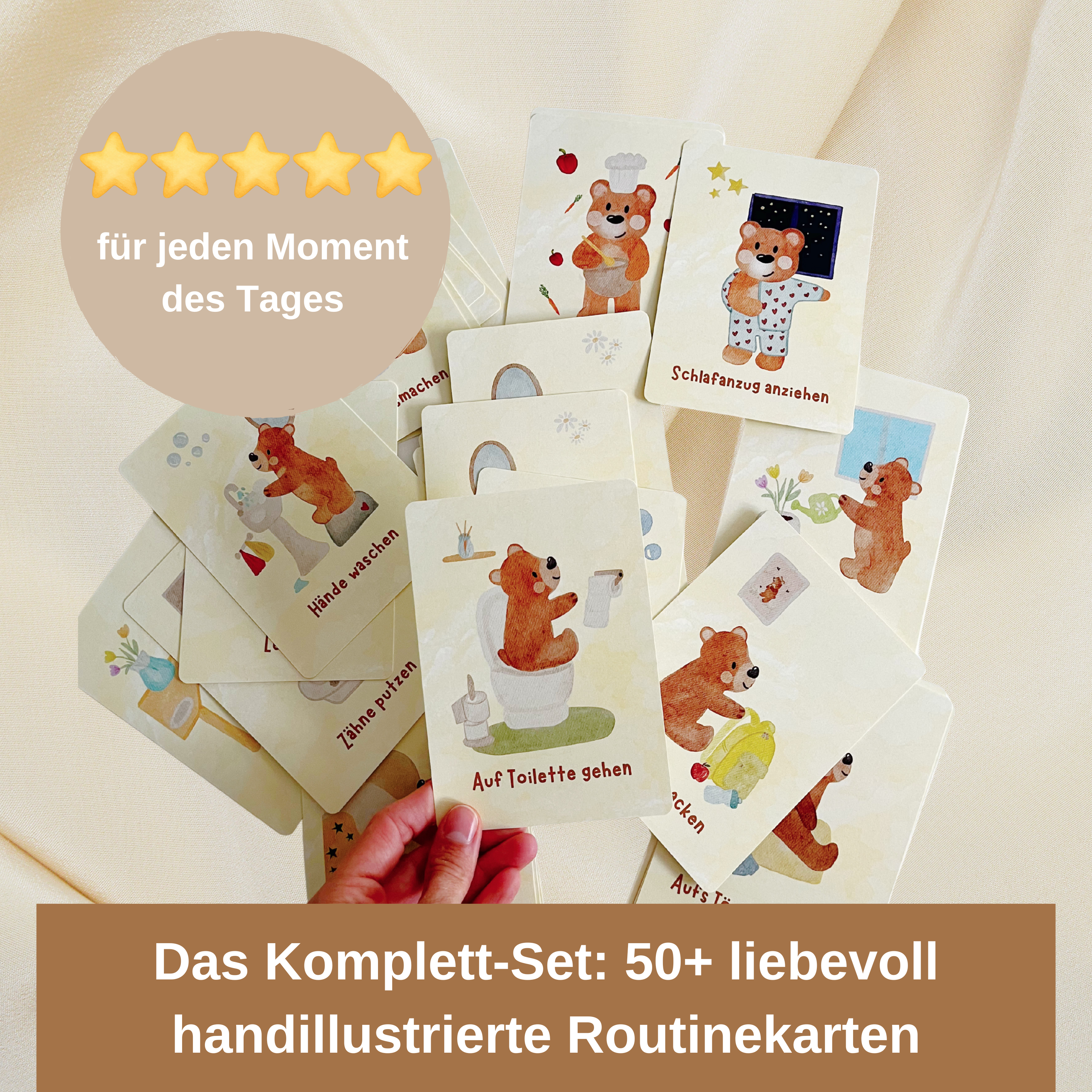 Bundle: Routinekarten + Affirmationskarten mit dem kleinen Bär