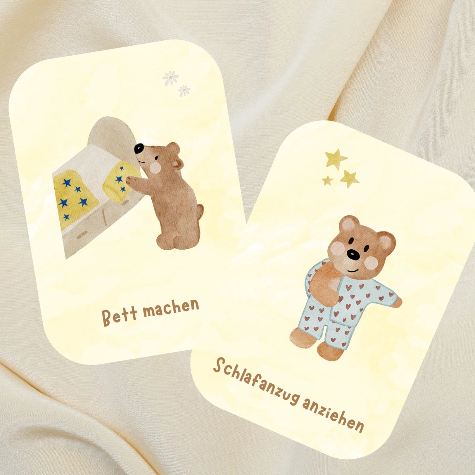 Routinekarten Bär Morgen & Abend zum Download, 21 Motive für morgendliche und abendliche Routinen