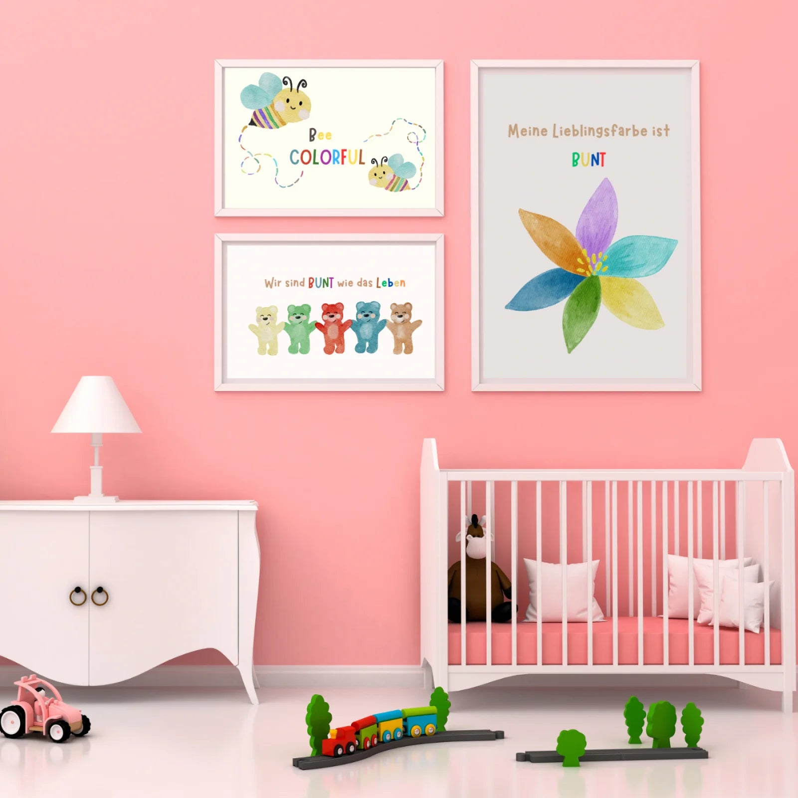 Bee colorful – Kinderposter bunte Bienen