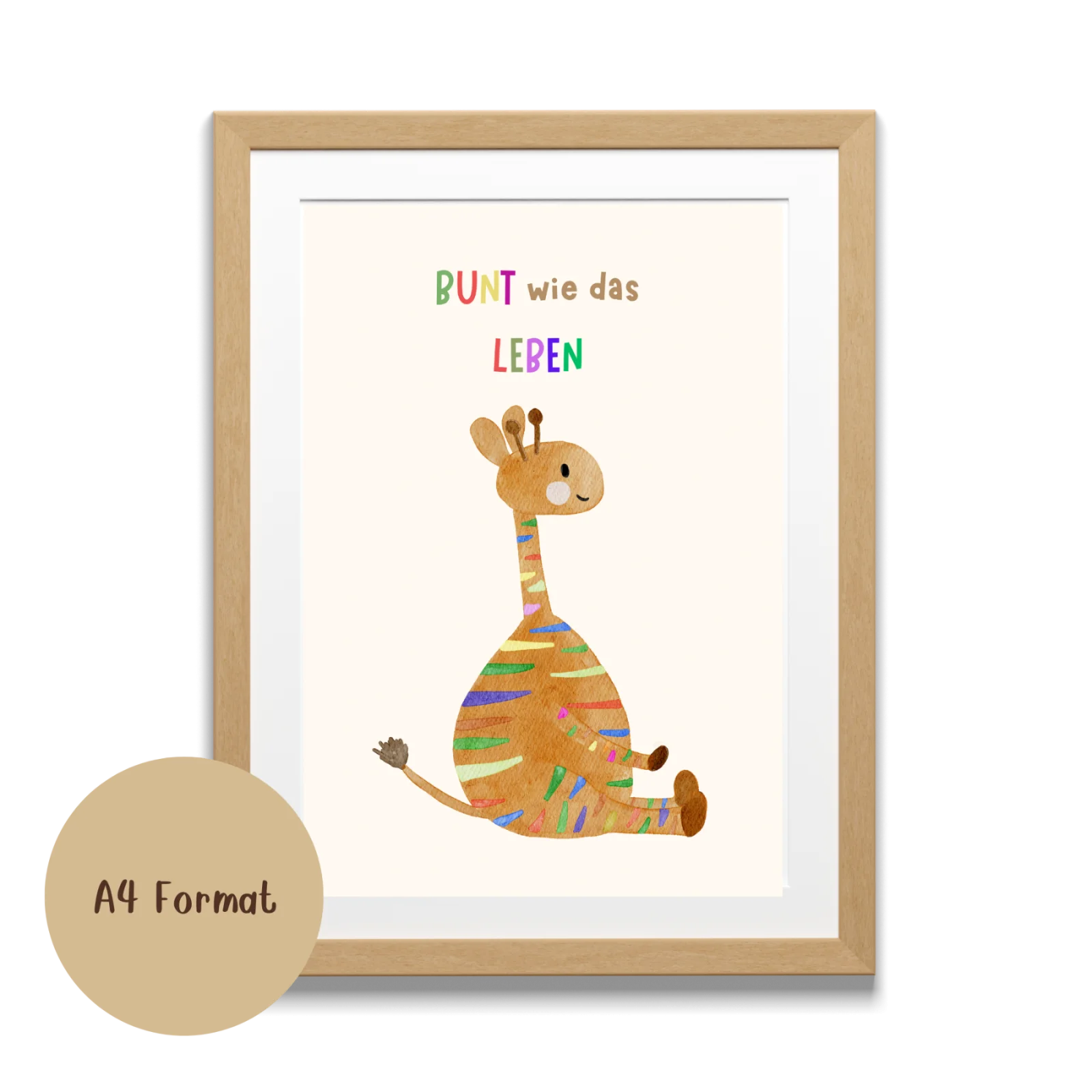 Bunt wie das Leben – Kinderposter Giraffe