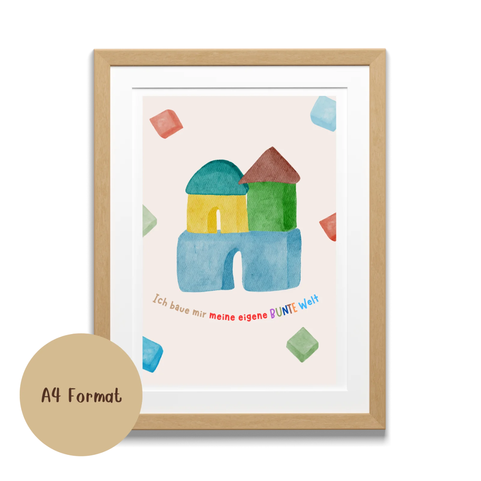 Ich baue mir meine eigene bunte Welt – Kinderposter A4