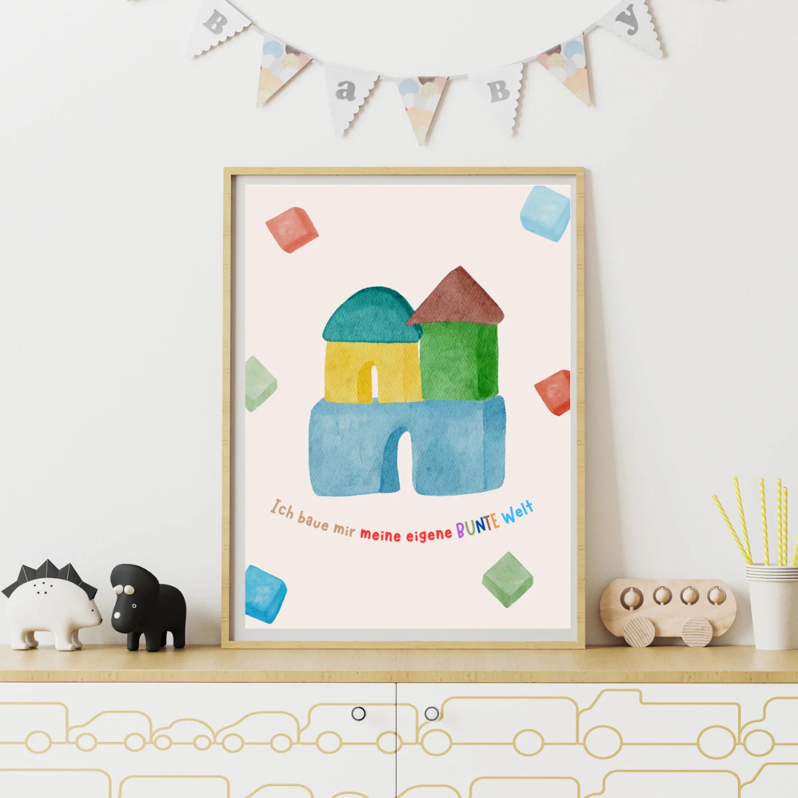 Ich baue mir meine eigene bunte Welt – Kinderposter A4