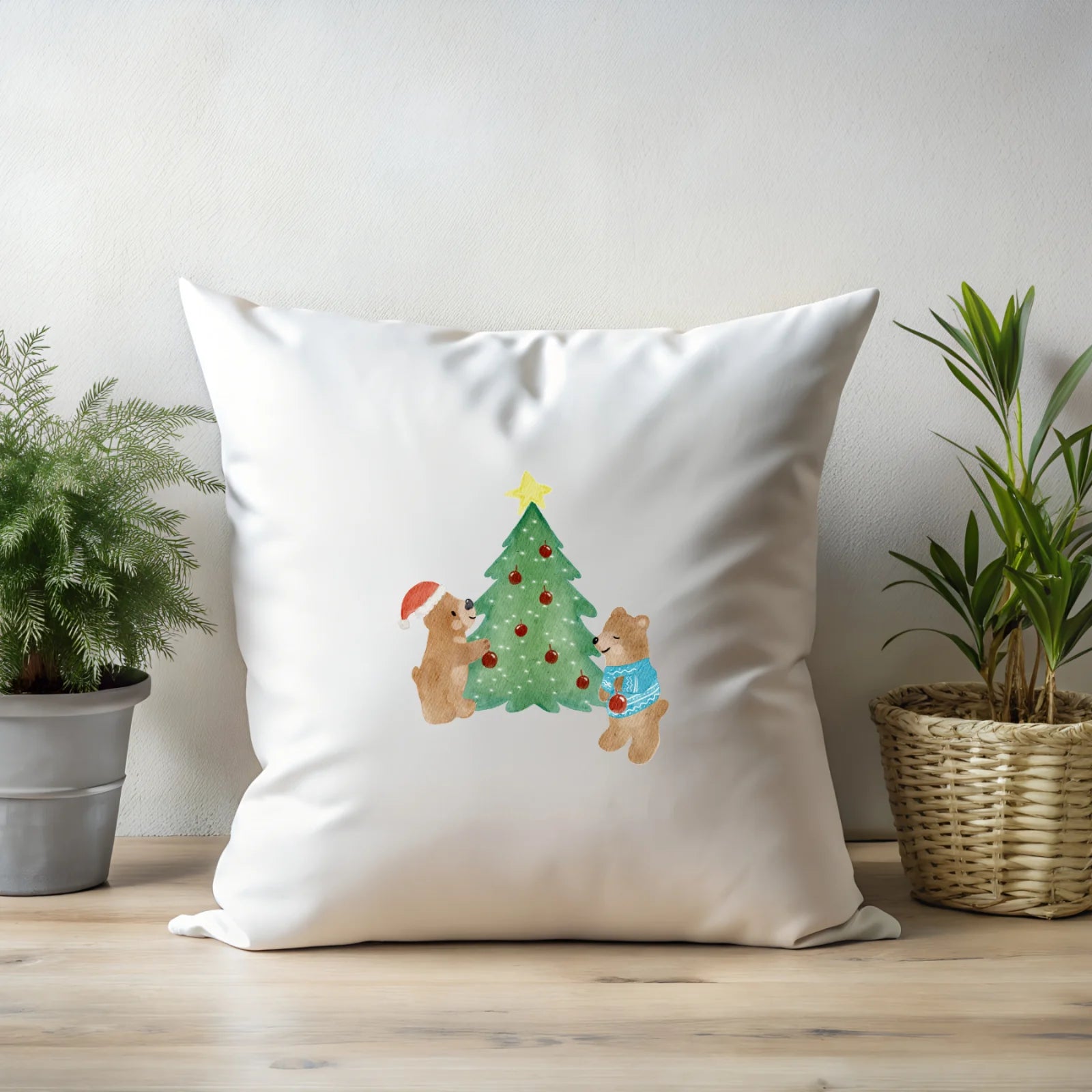 Bügelbild Weihnachten Bären mit Weihnachtsbaum