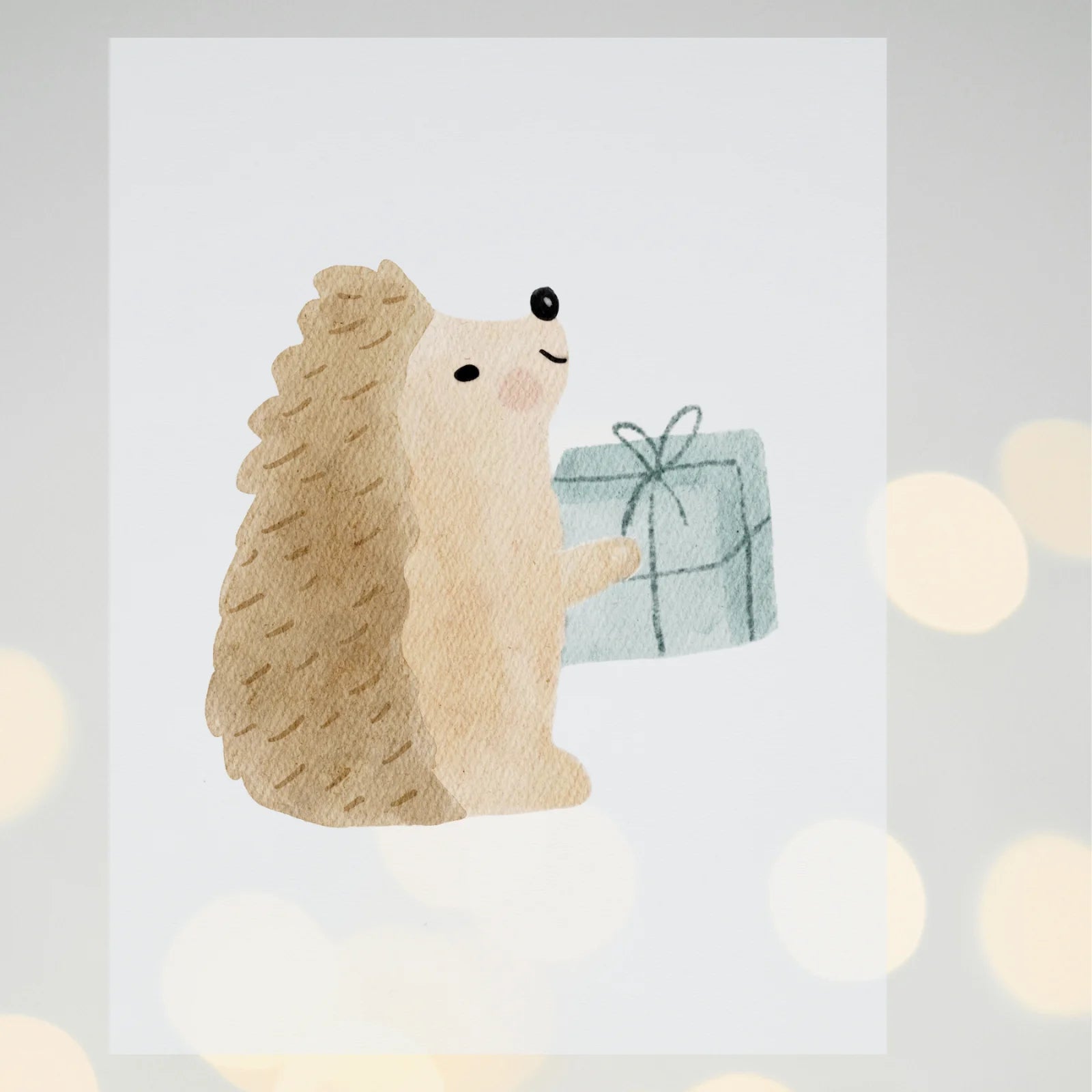 Bügelbild Weihnachten Igel mit Geschenk
