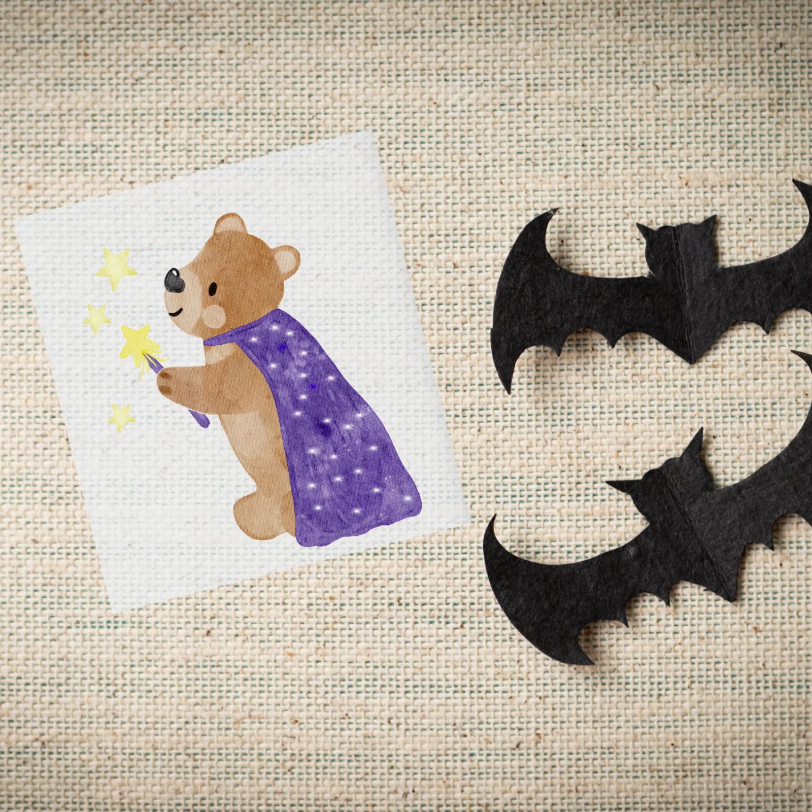 Halloween Bügelbild Zauberbär für Kinderkleidung