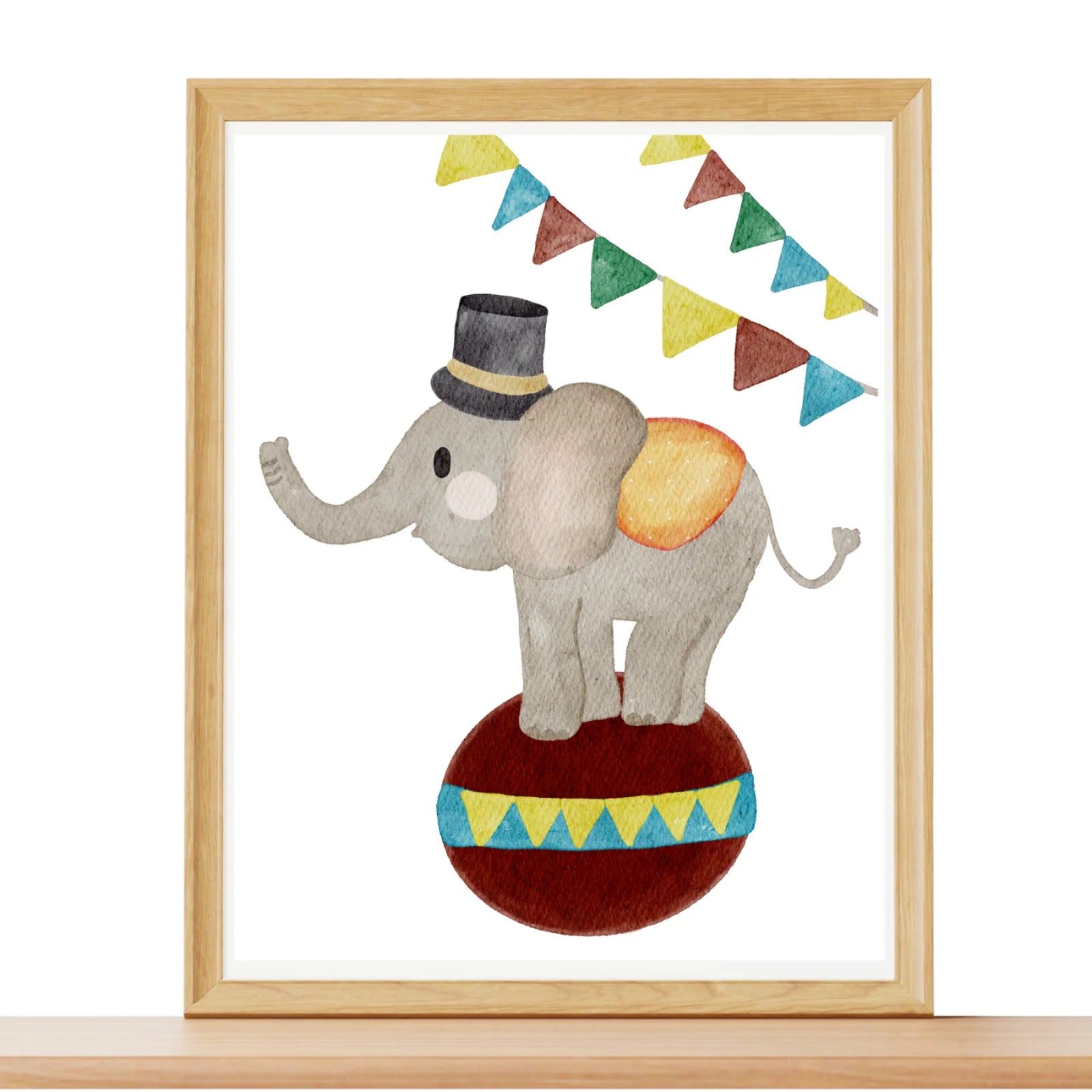 Zirkus Poster Elefant – Handillustriertes Tierposter fürs Kinderzimmer A4