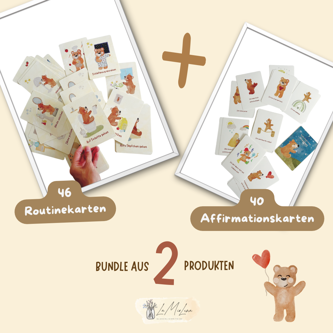 Bundle: Routinekarten + Affirmationskarten mit dem kleinen Bär