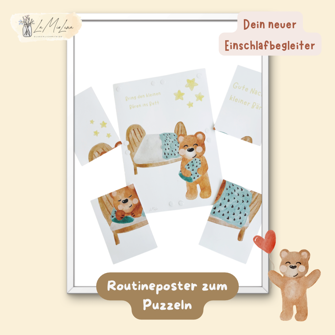 Interaktives Routineposter „Bring den Bär ins Bett“ – Abendroutine spielerisch begleiten