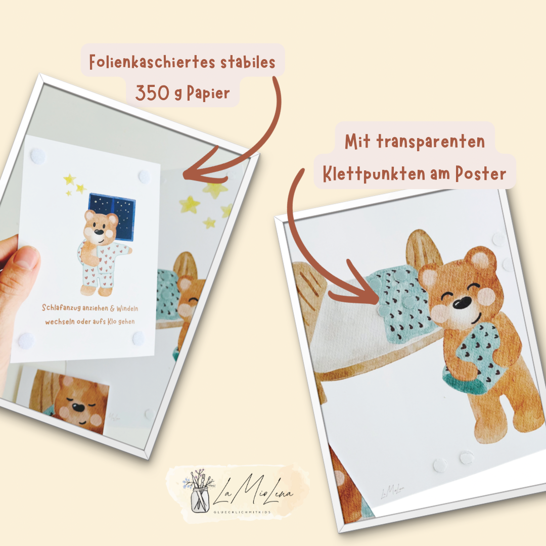 Interaktives Routineposter „Bring den Bär ins Bett“ – Abendroutine spielerisch begleiten