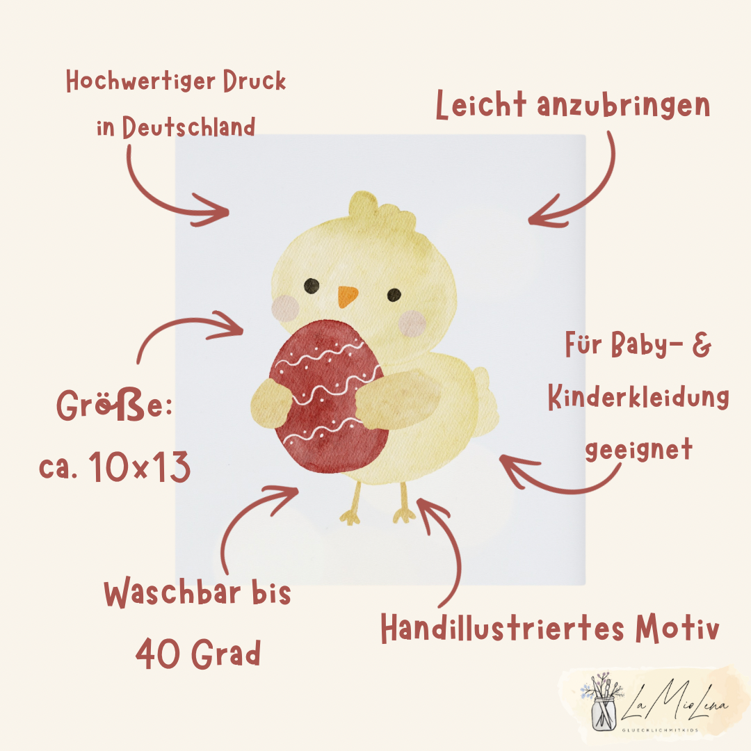 Bügelbild Osterküken mit Osterei