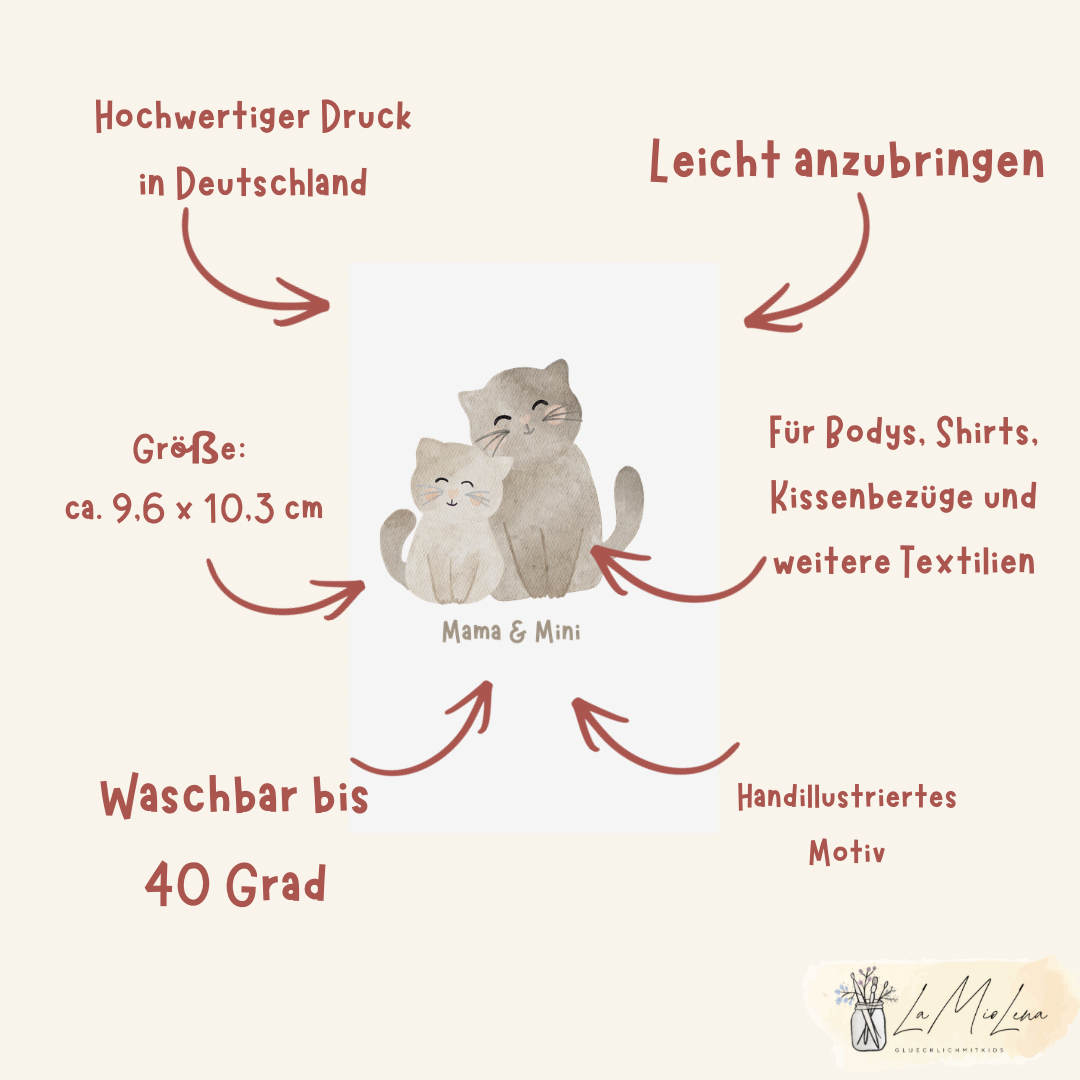 Bügelbild Mama & Mini – Katzen