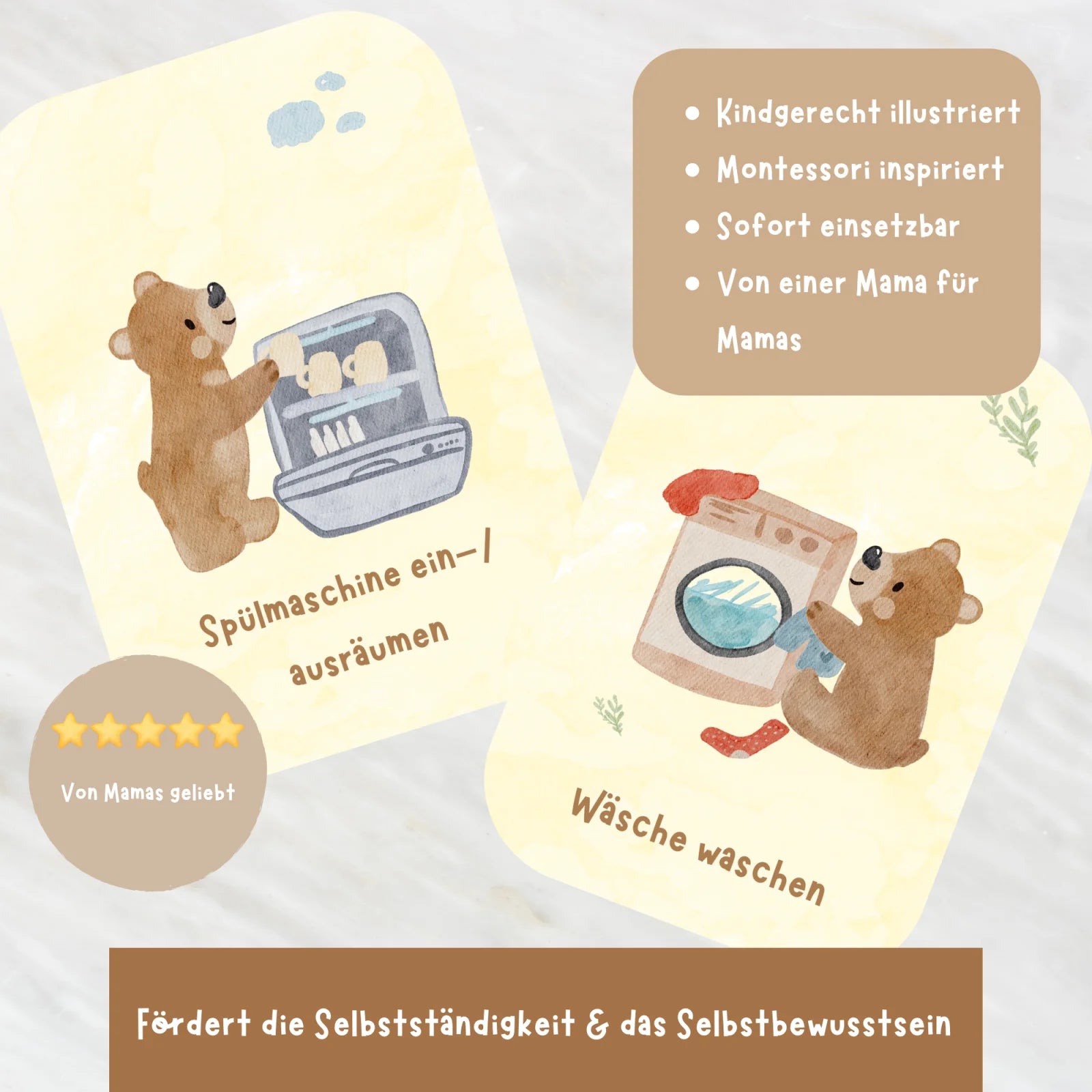 Bundle: Routinekarten + Affirmationskarten mit dem kleinen Bär