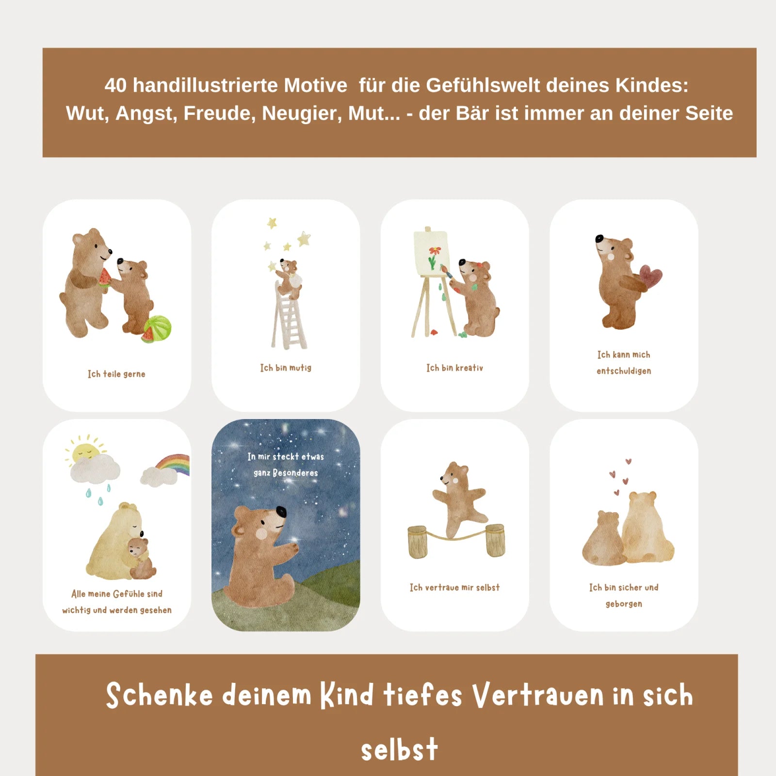 Bundle: Routinekarten + Affirmationskarten mit dem kleinen Bär