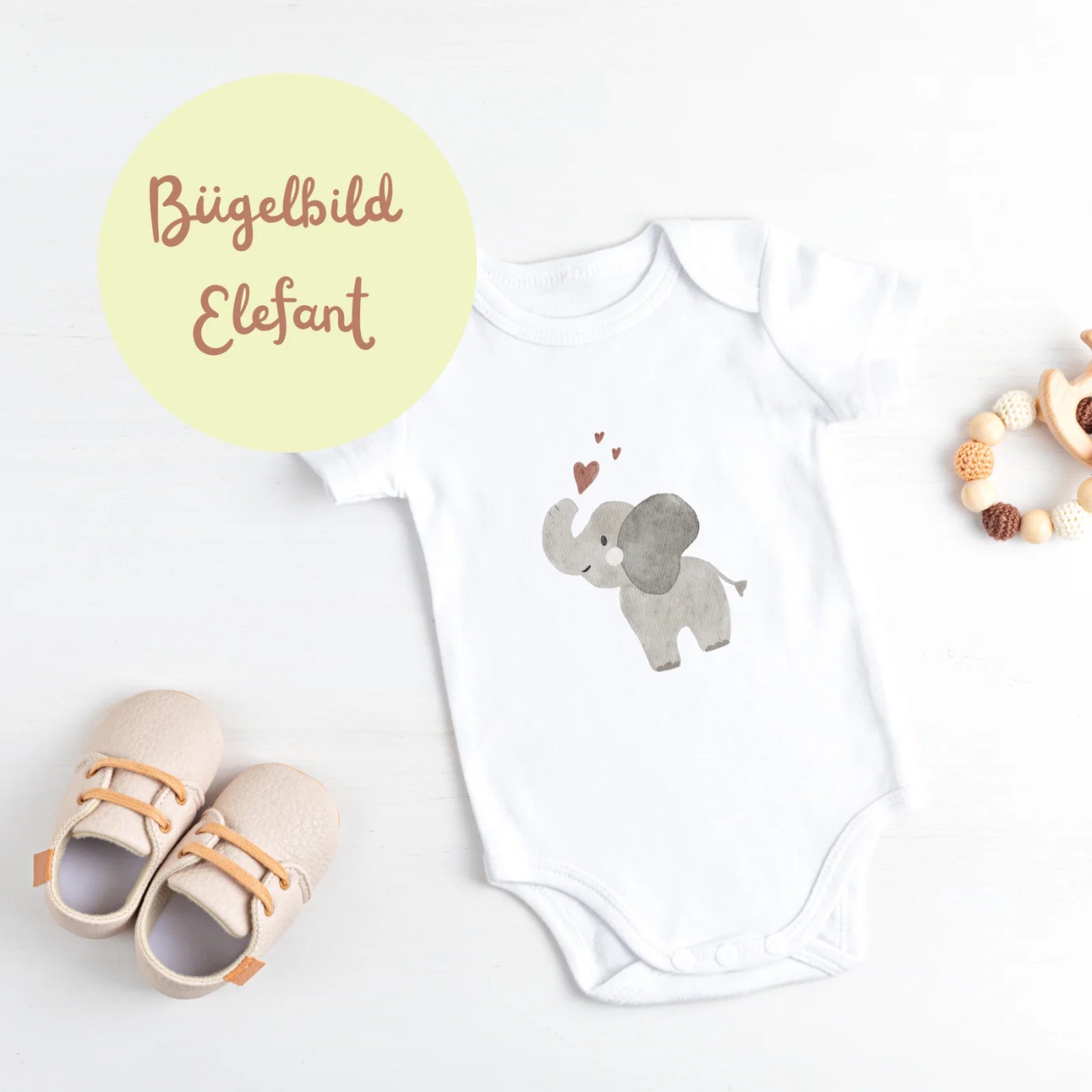 Bügelbild Elefant mit Herzchen