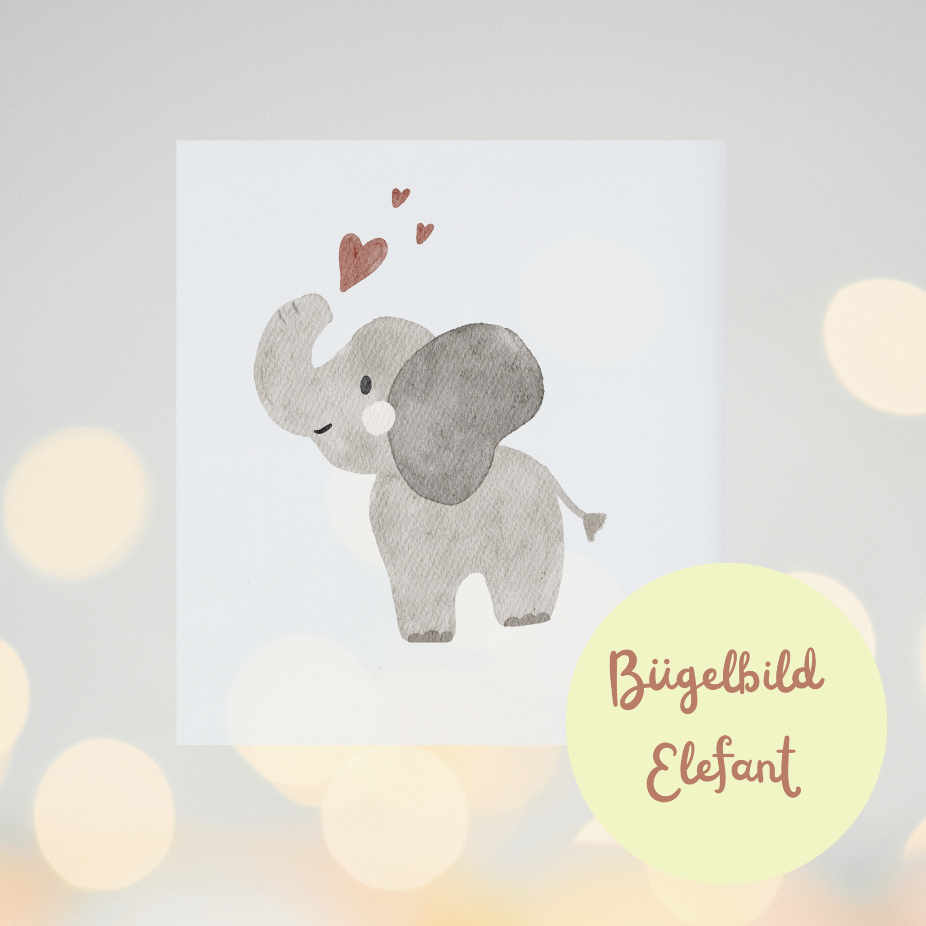 Bügelbild Elefant mit Herzchen
