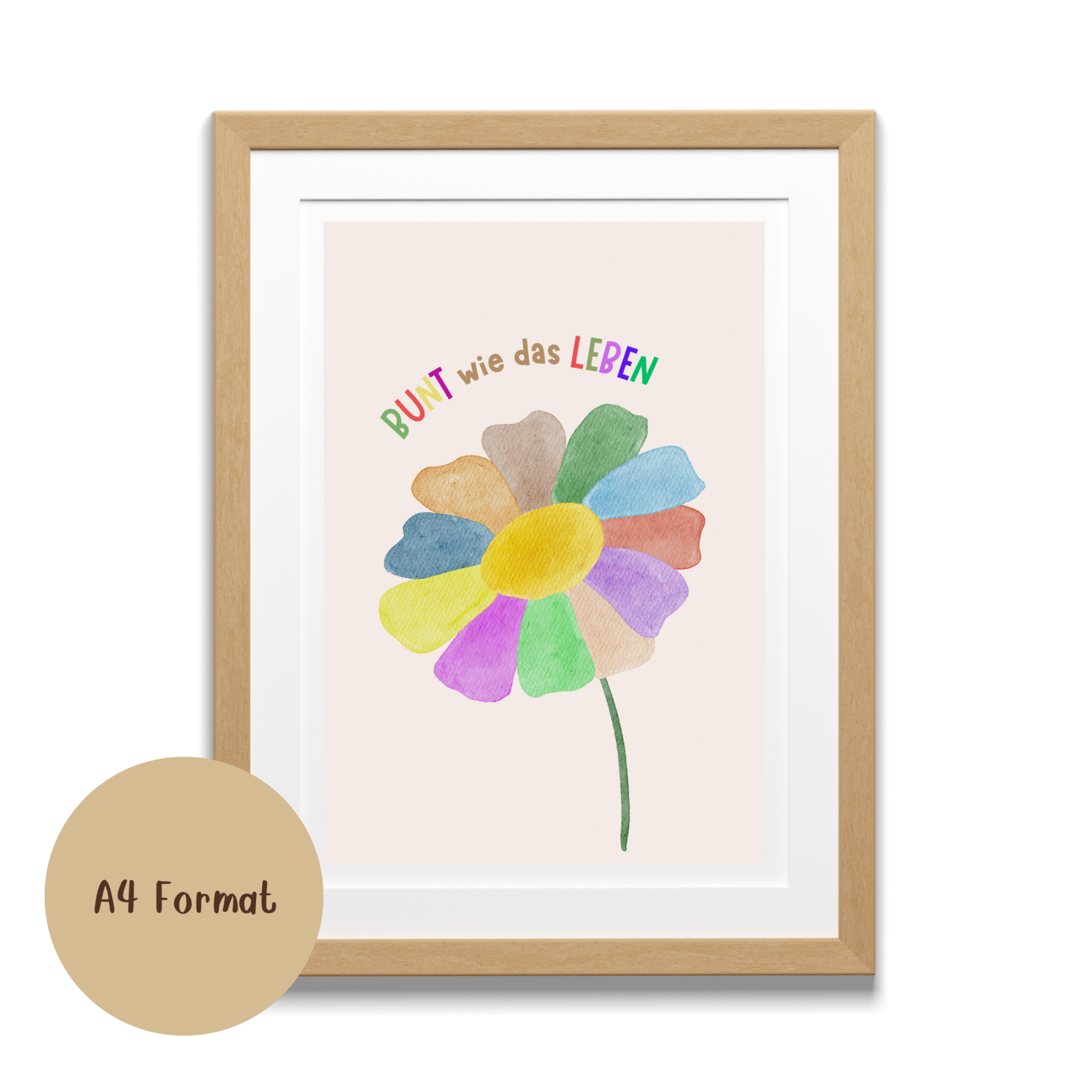 Bunt wie das Leben Blume – Kinderposter A4
