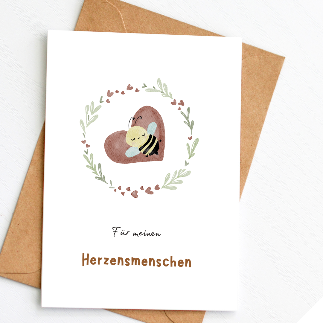 Karte „Für meinen Herzensmenschen“ Biene