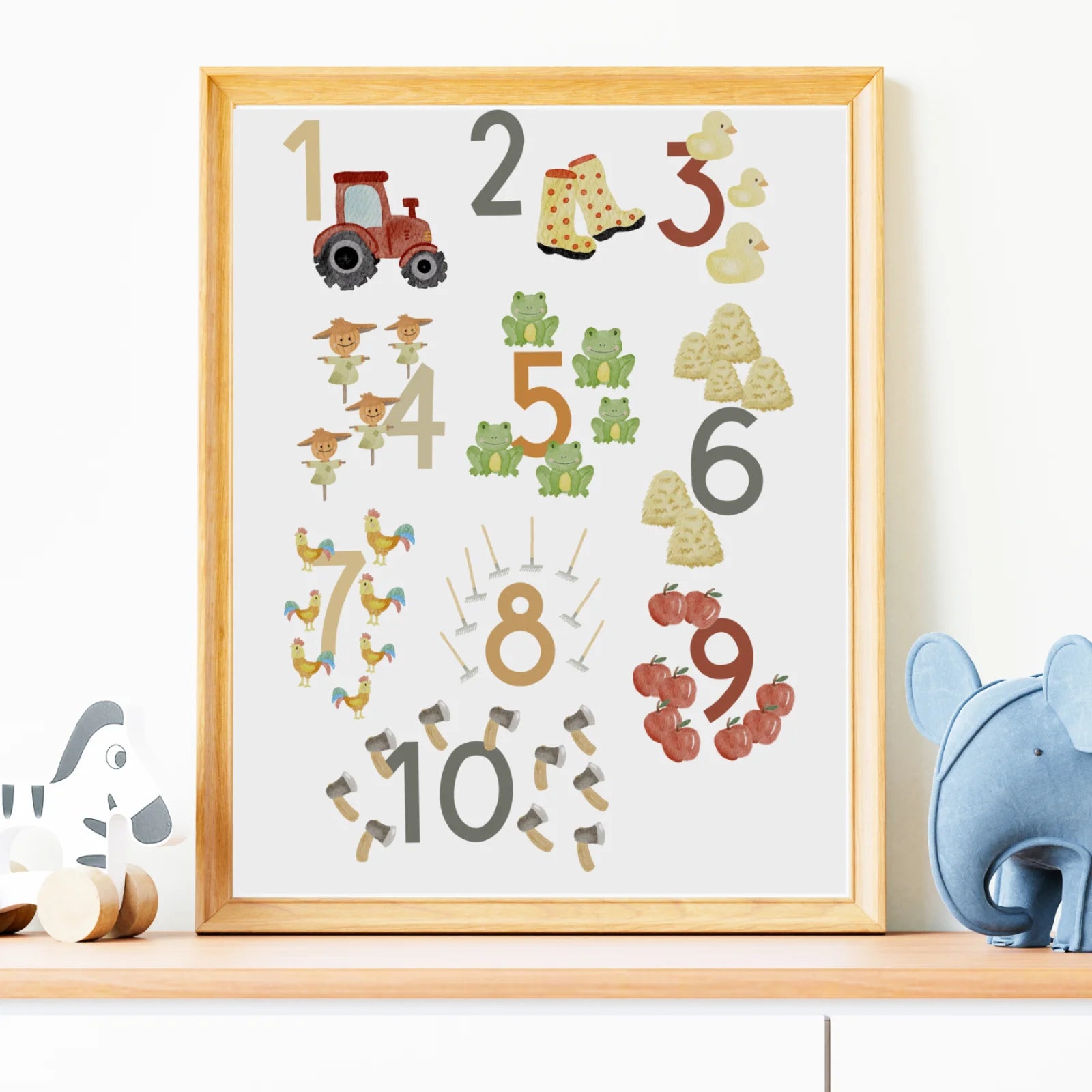 Posterset Lernposter ABC Bauernhof, Zahlenposter 1-10 im A3, A4 Format