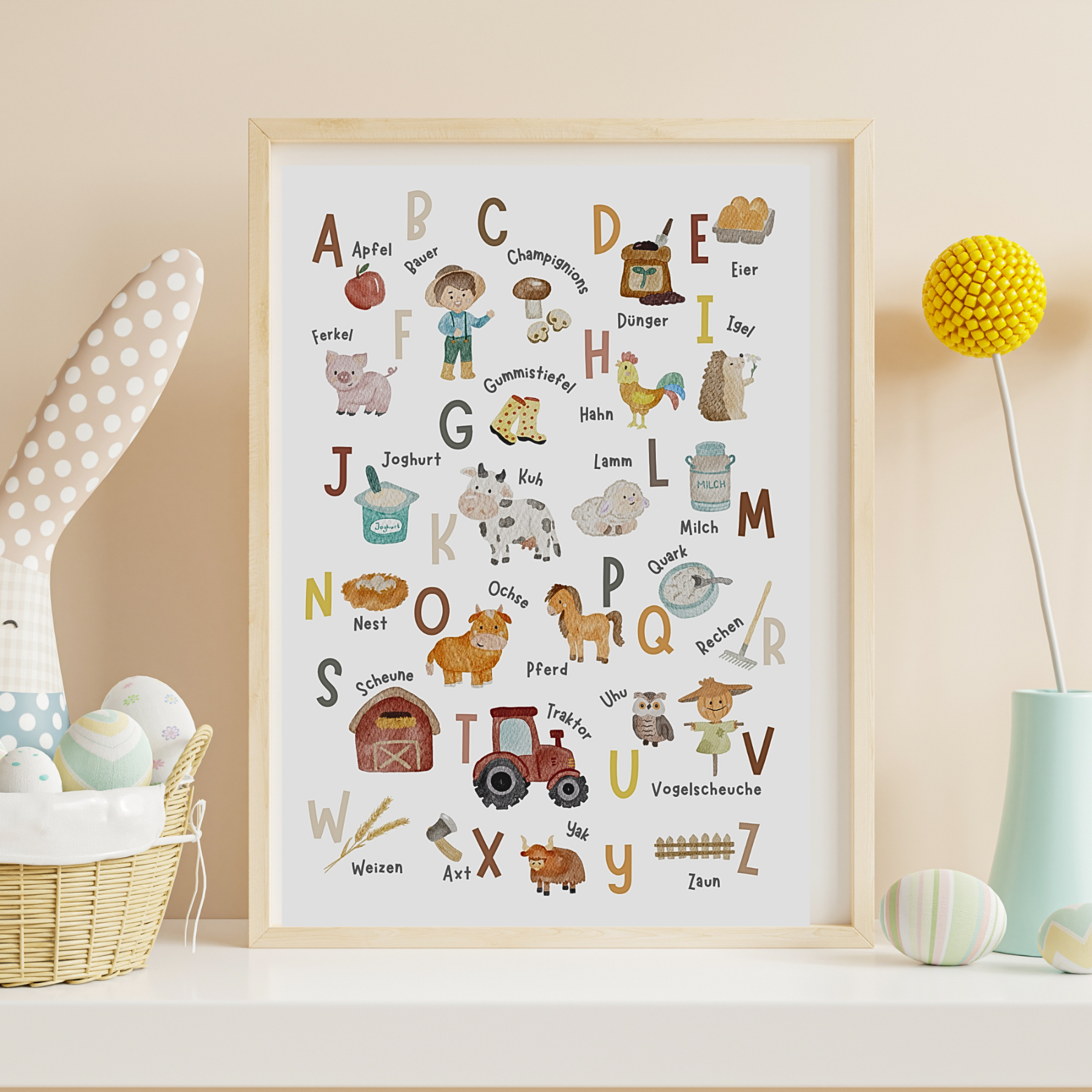 Posterset Lernposter ABC Bauernhof, Zahlenposter 1-10 im A3, A4 Format