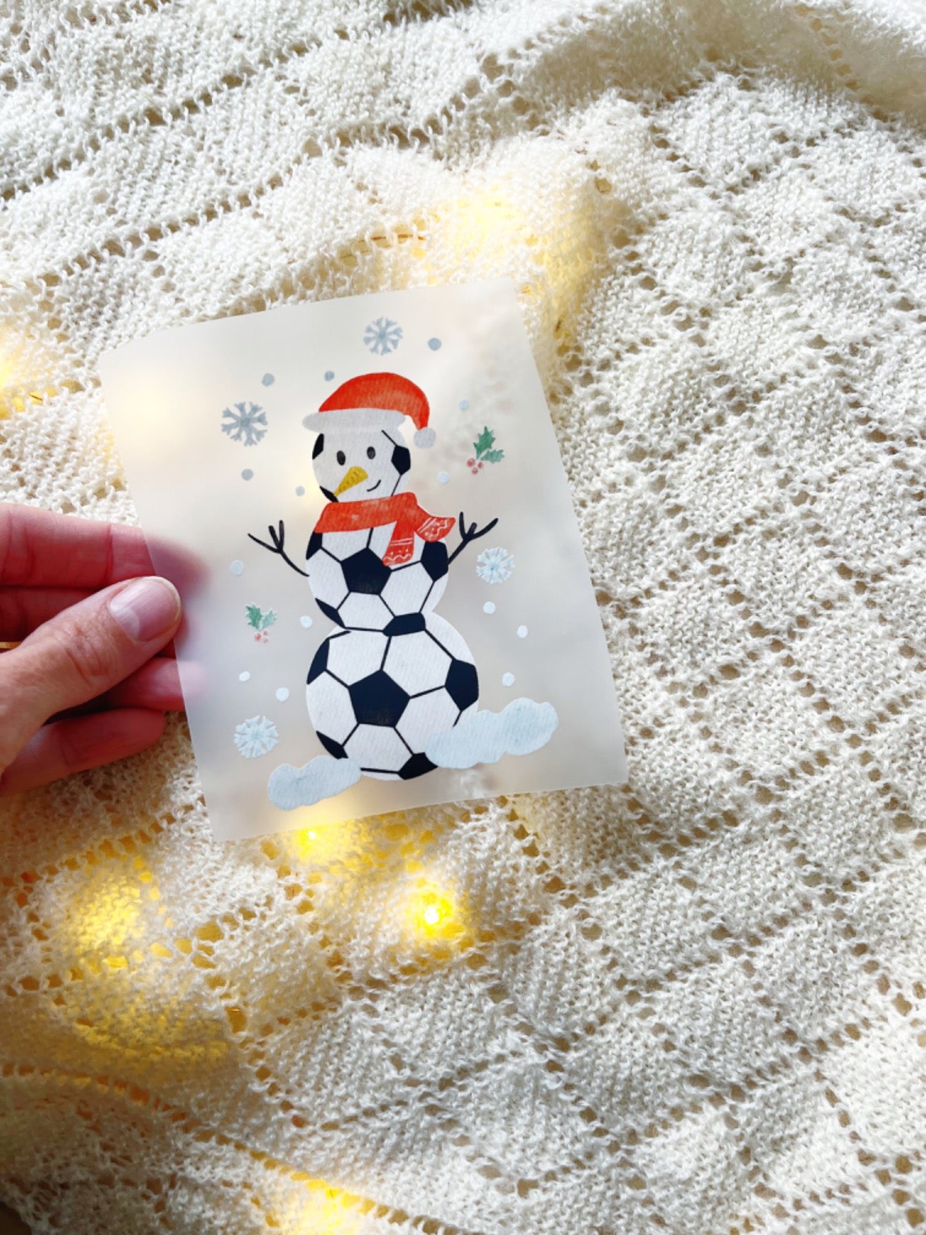 Bügelbild Schneemann Fußball - Weihnachtspulli für Jungs