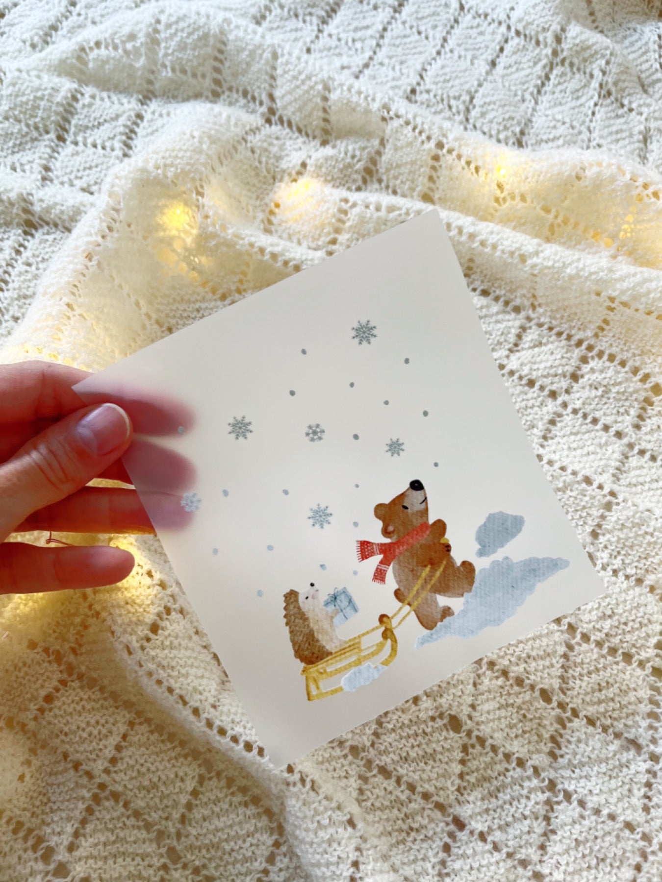 Bügelbild Weihnachten Bär mit Schlitten