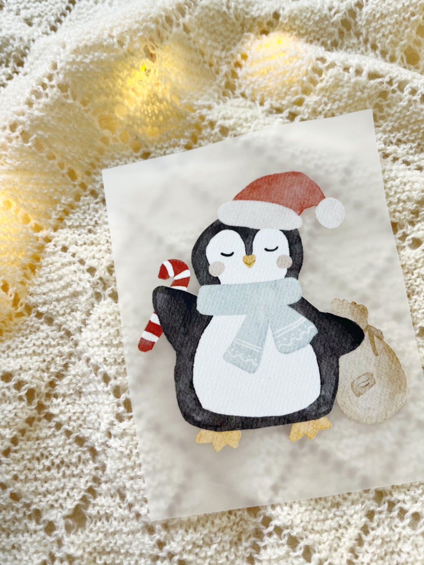 Bügelbild Pinguin Weihnachten