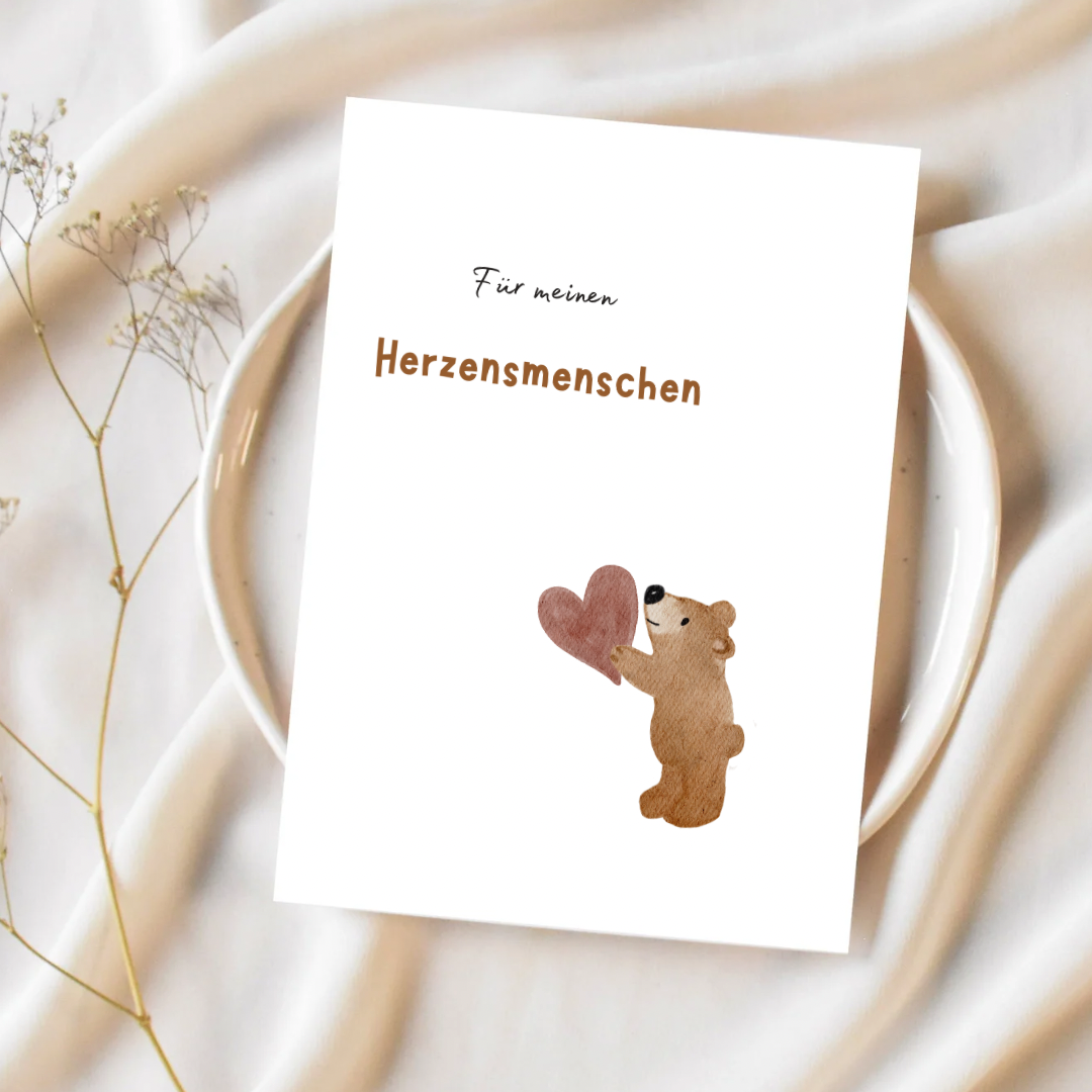 Karte „Für meinen Herzensmenschen“ Bär