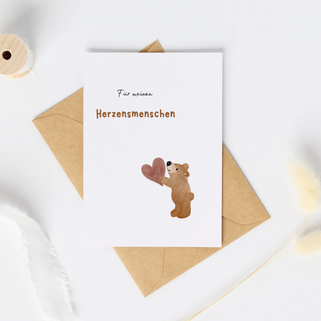 Karte „Für meinen Herzensmenschen“ Bär