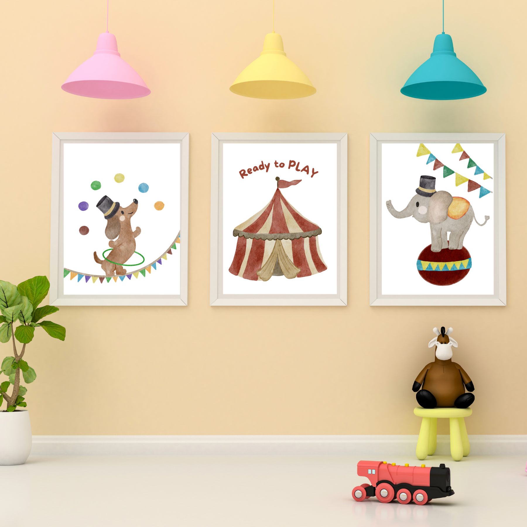 Zirkus Poster Elefant – Handillustriertes Tierposter fürs Kinderzimmer A4