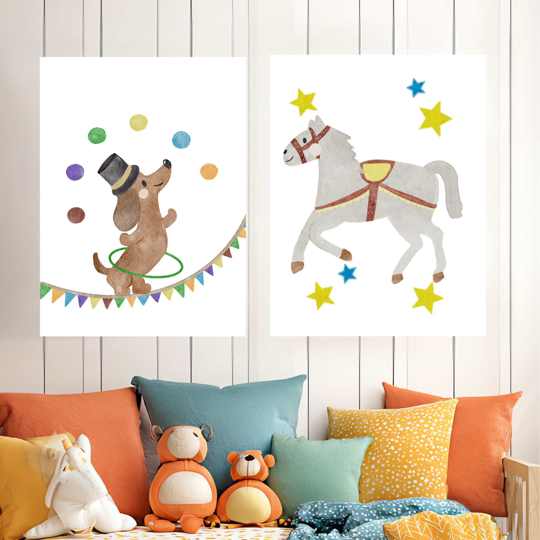 Zirkus Poster „Dackel“ – Kinderzimmer Wanddeko A4