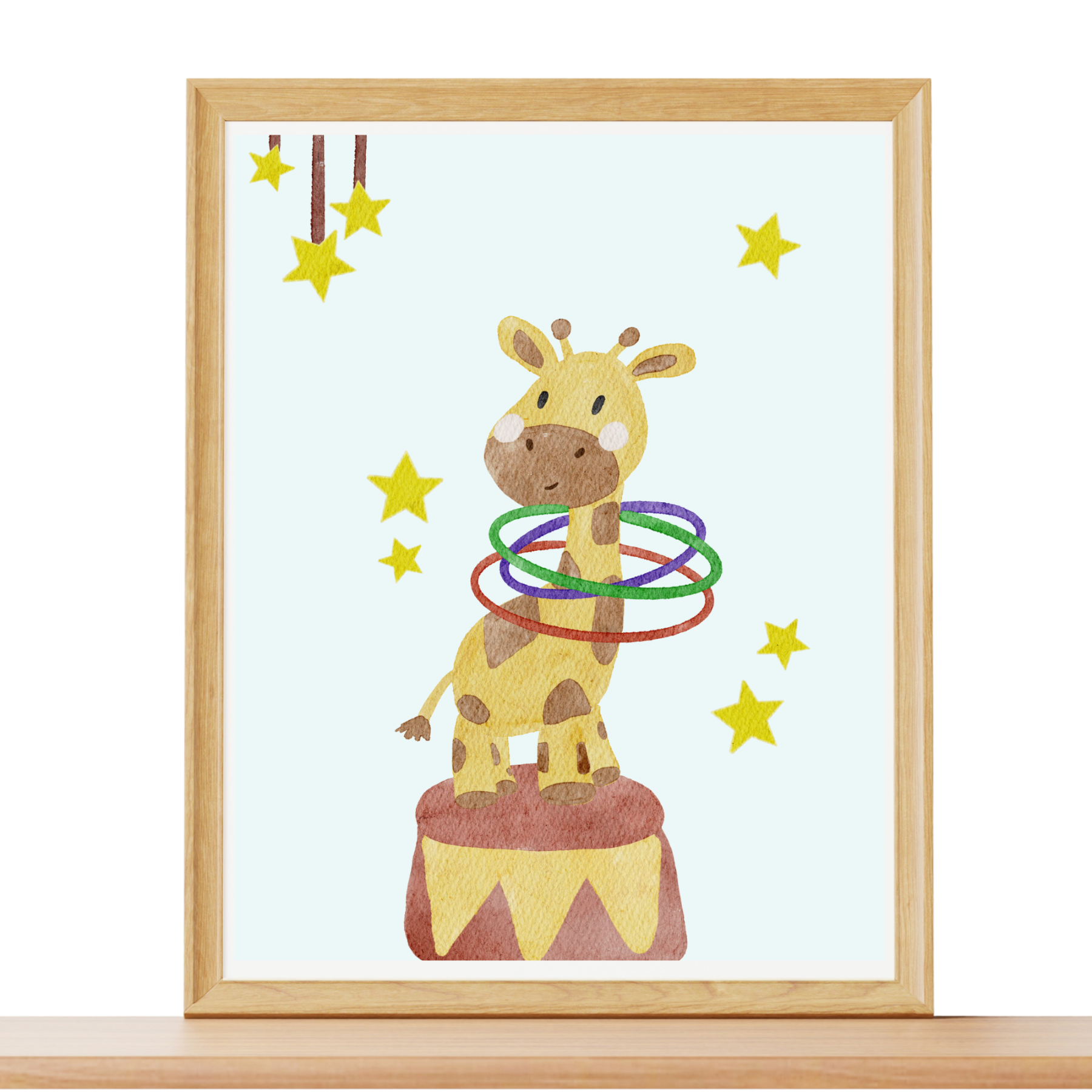 Zirkus Poster Giraffe – Handillustriertes Kinderzimmer Poster A4
