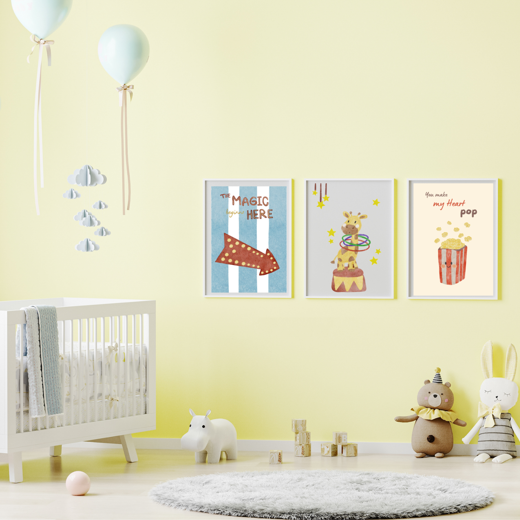 Zirkus Poster A4 „The Magic Starts Here“ – Deko fürs Kinderzimmer