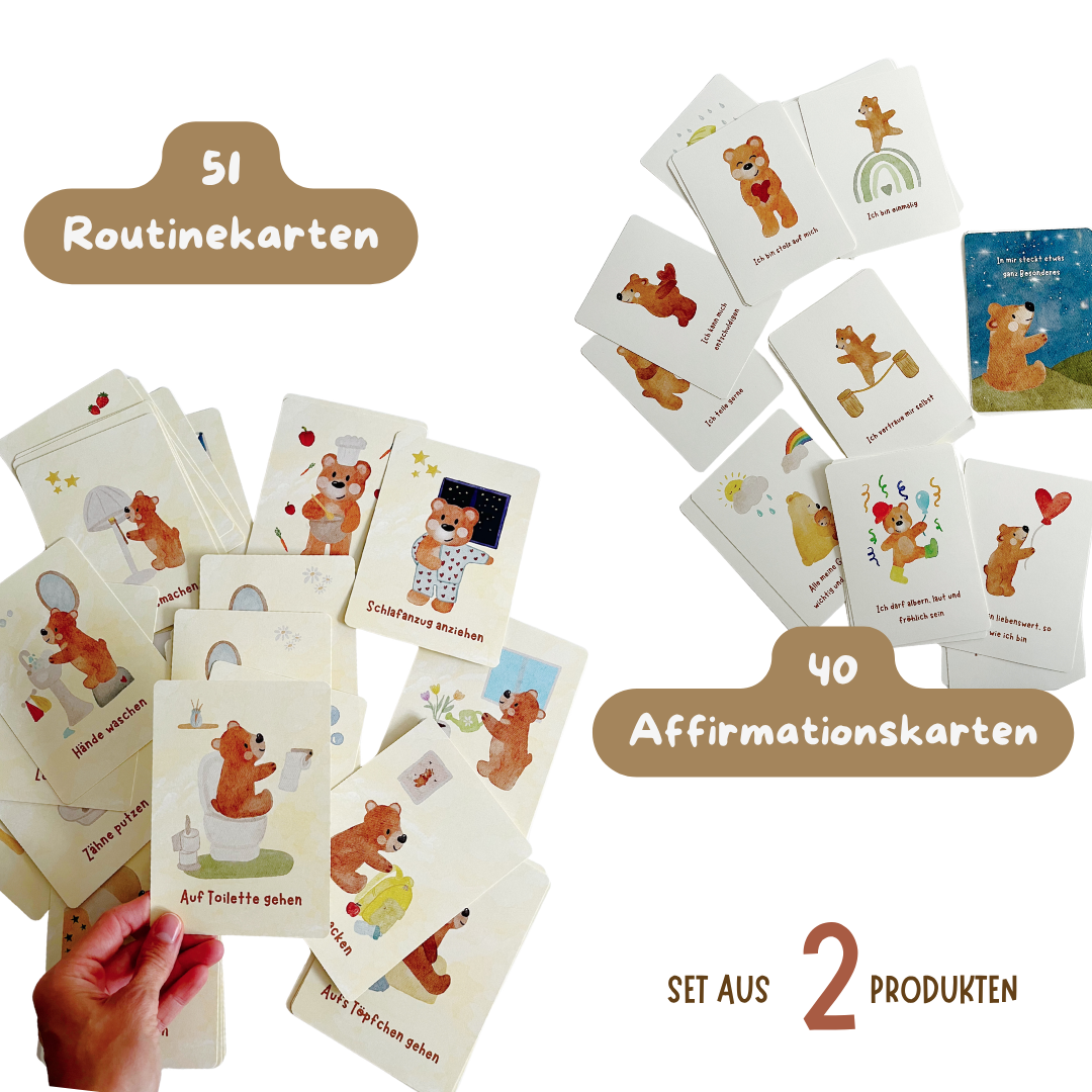 Bundle: Routinekarten + Affirmationskarten mit dem kleinen Bär