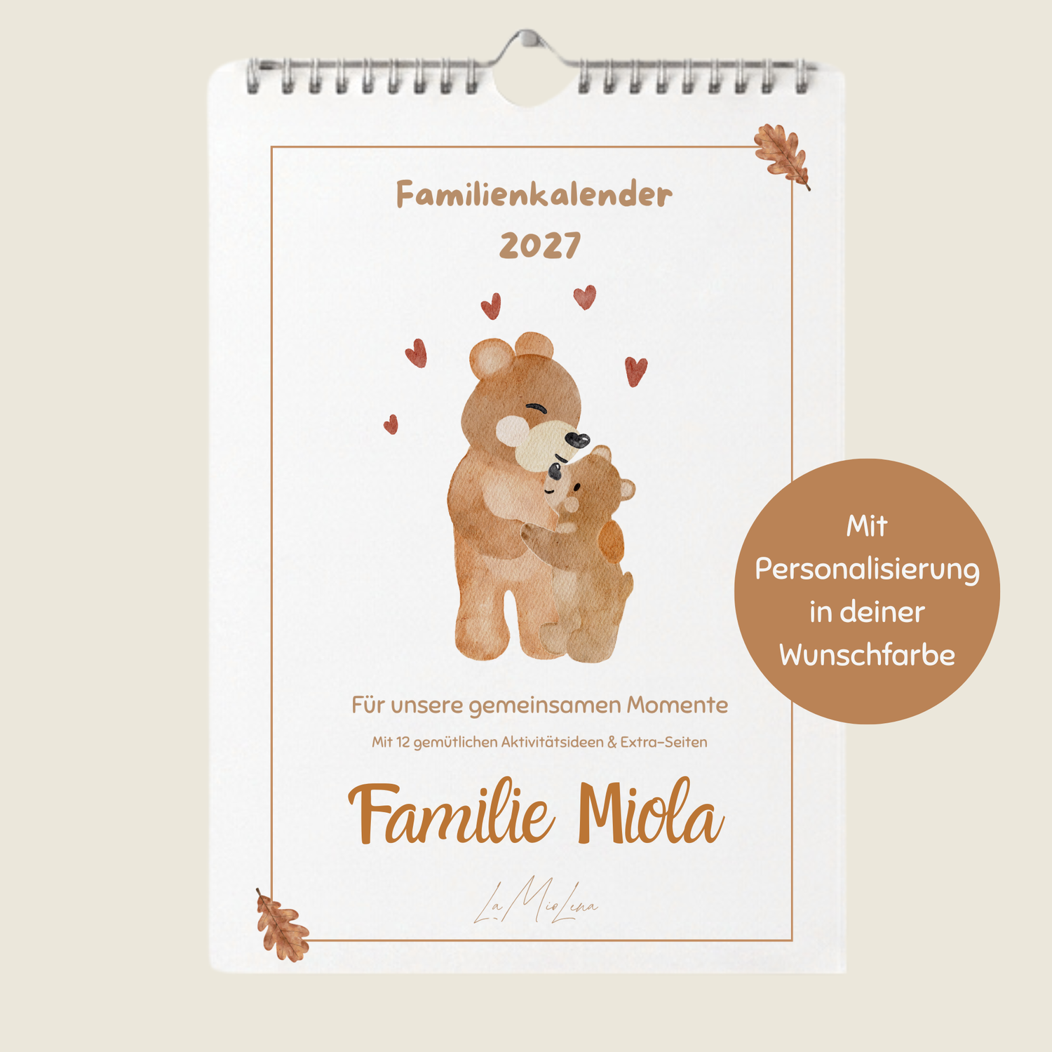 Personalisierbarer Familienkalender 2027 –  Mit 12 Familienaktivitäten zum Mitmachen; A3 mit 5 Spalten