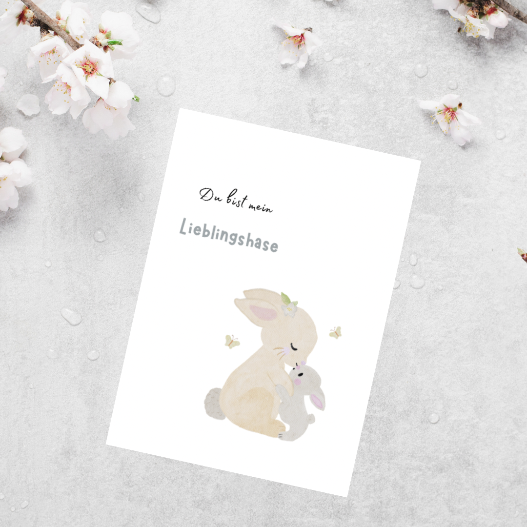 Du bist mein Lieblingshase“ – Osterkarte mit liebevollem Hasen-Motiv