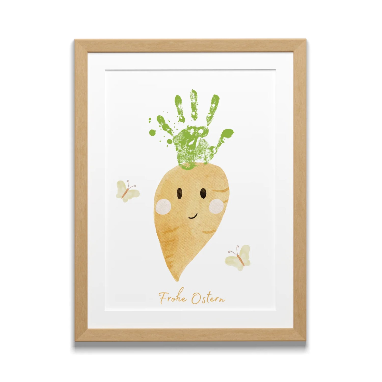 Handabdruckposter zu Ostern: Karotte mit Handabdruck zum Download