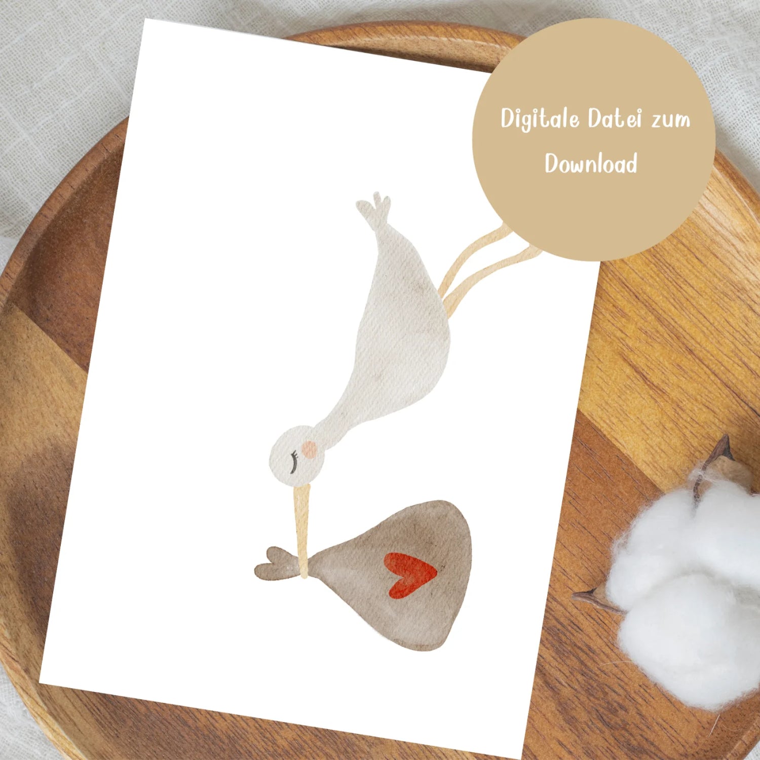Handabdruck-Poster „Storch“ – Ein liebevolles DIY-Erinnerungsstück für die Hebamme