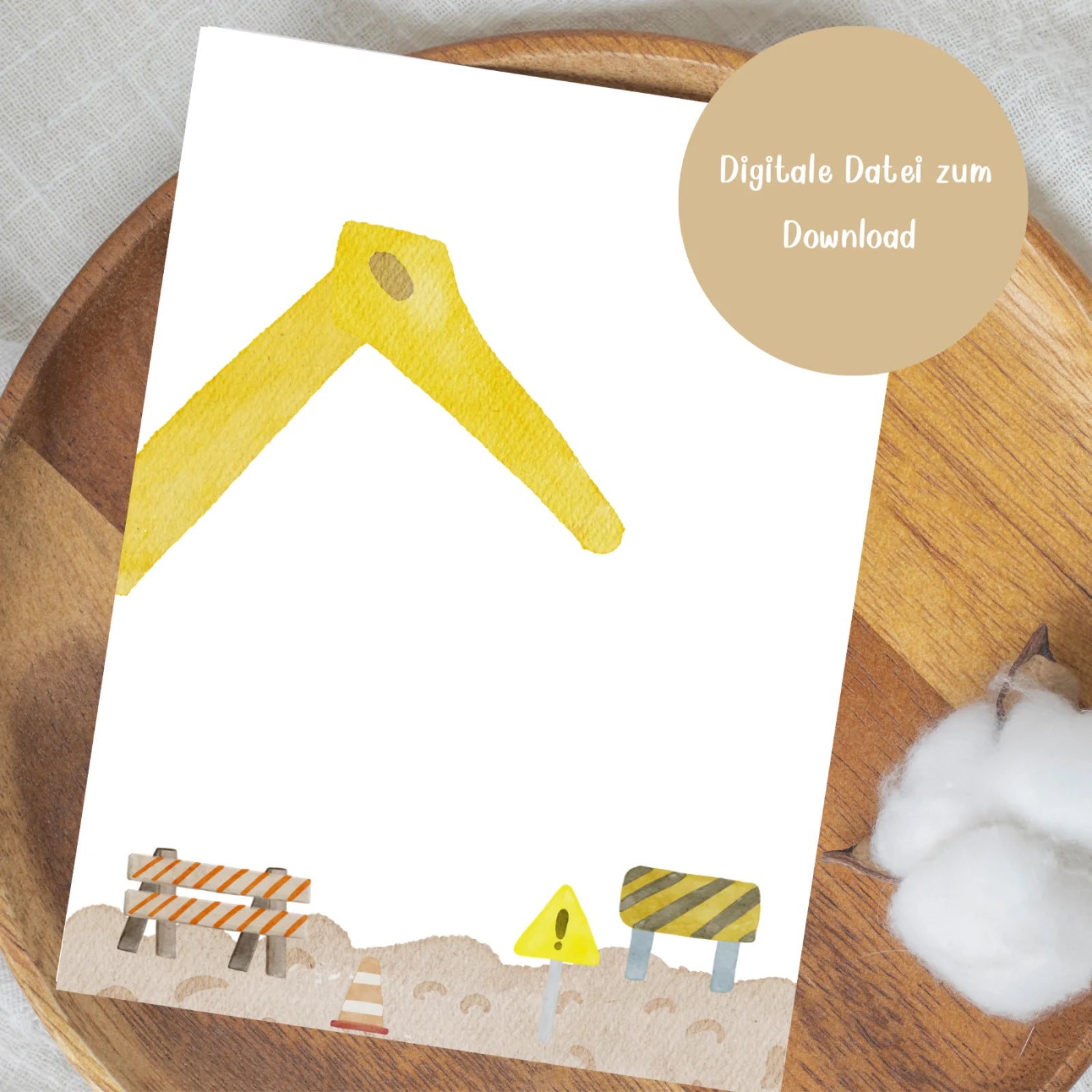 Handabdruck-Poster „Bagger“ – Ein kreatives DIY-Geschenk zum Vatertag, pdf zum Herunterladen