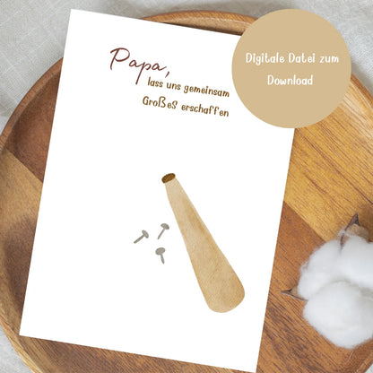 Fußabdruck-Poster „Hammer“ – Ein kreatives DIY-Geschenk für Papa, pdf zum Herunterladen