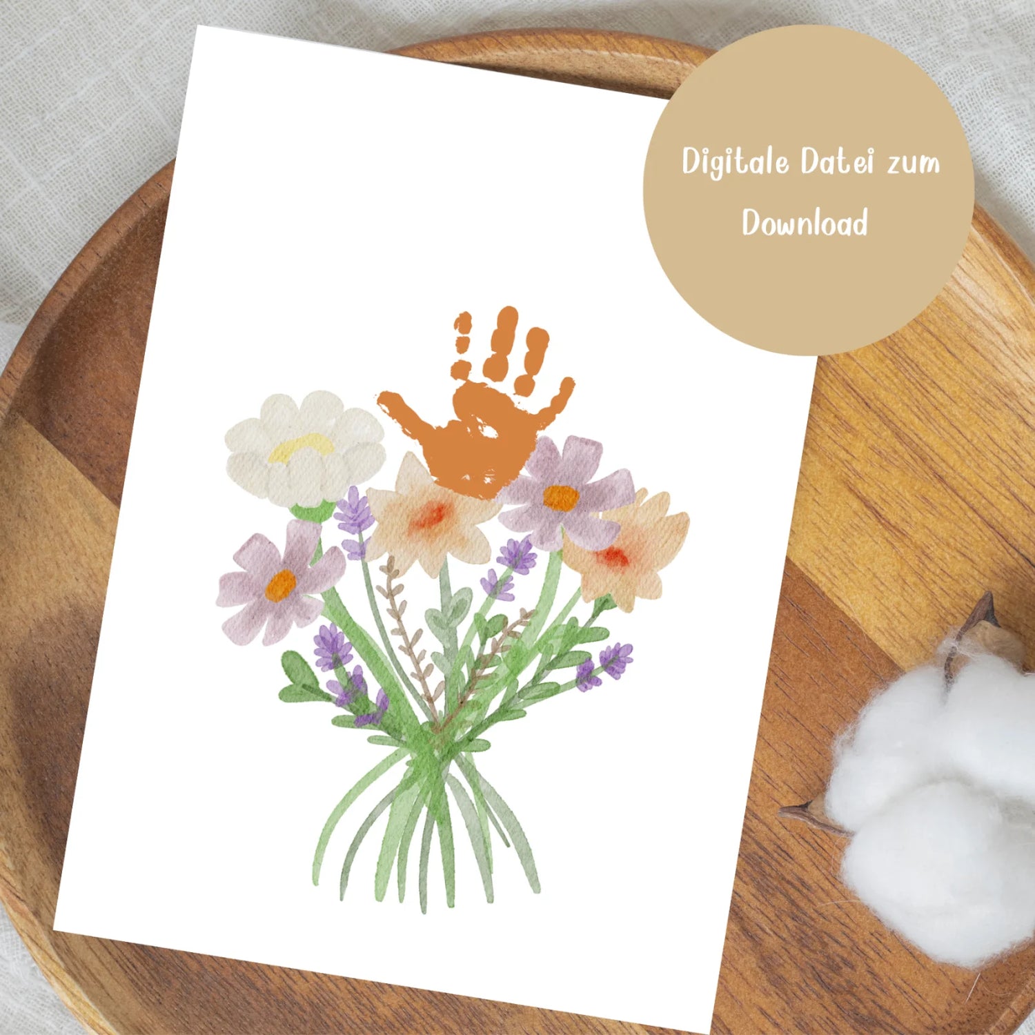 PDF Handabdruck-Poster „Blumenstrauß“ – Ein liebevolles DIY-Geschenk für Mama, Oma zum Muttertag