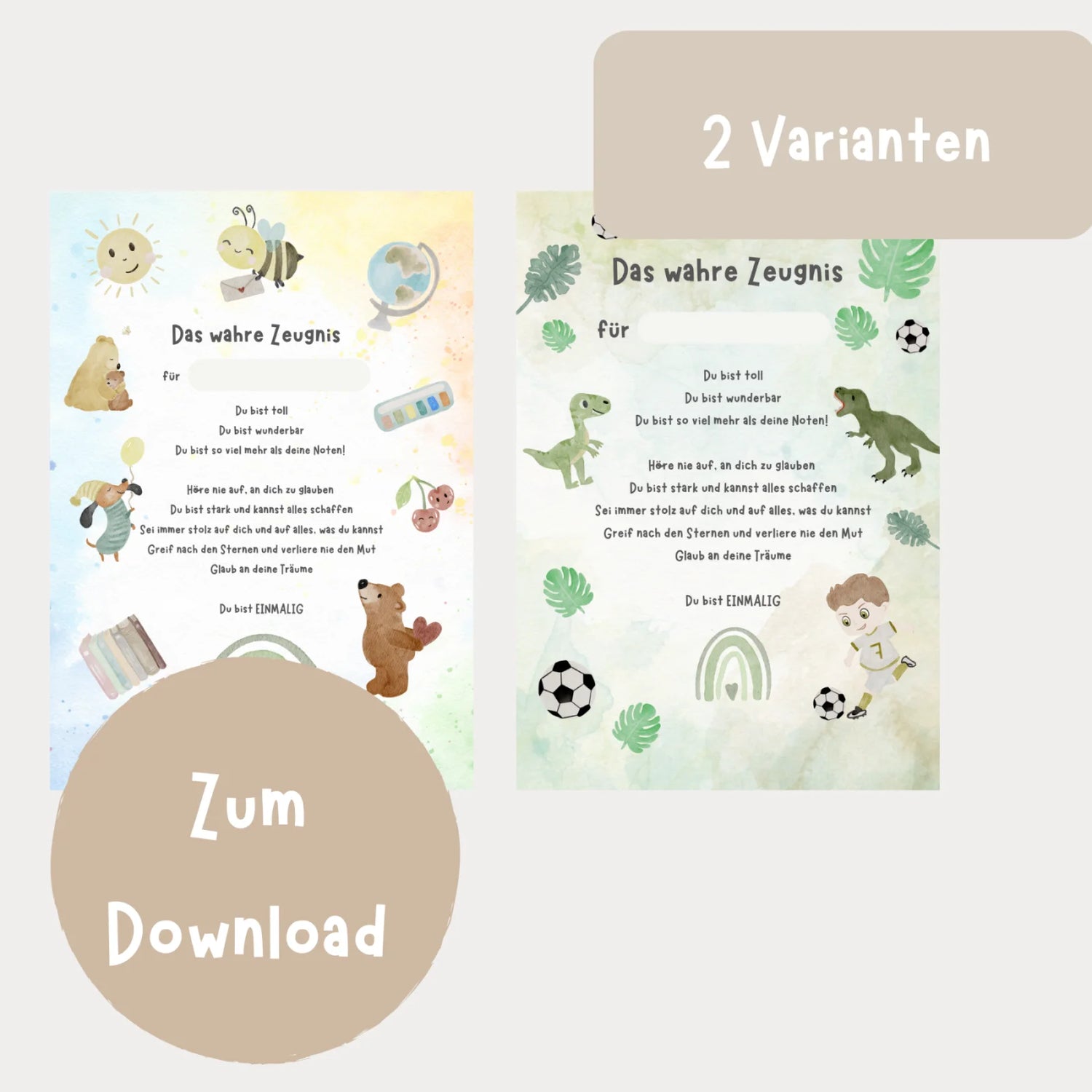 Das wahre Zeugnis - Vorlage zum Herunterladen, 2 Varianten