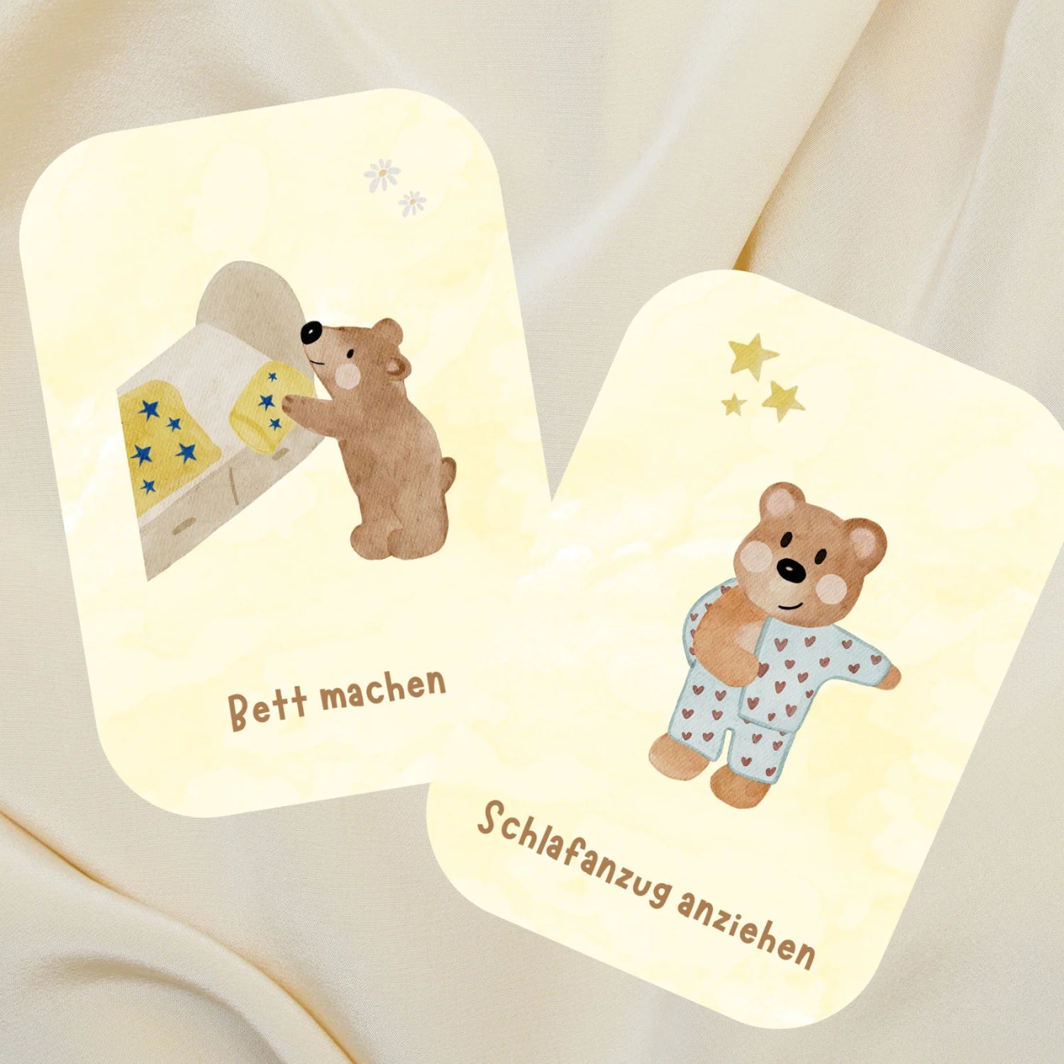 Routinekarten Bär Morgen &amp; Abend zum Download, 21 Motive für morgendliche und abendliche Routinen