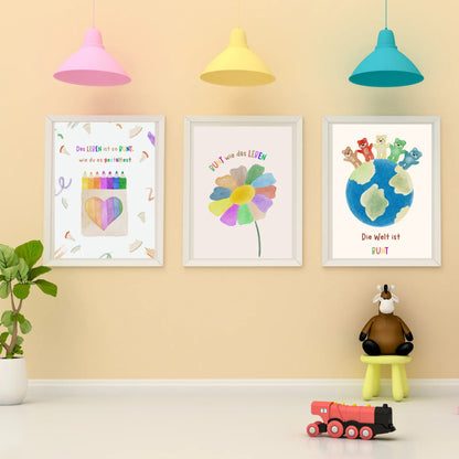 Bunt wie das Leben Blume – Kinderposter A4