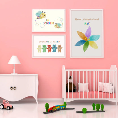 Bee colorful – Kinderposter bunte Bienen
