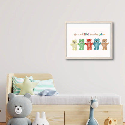 Wir sind bunt wie das Leben – Poster bunte Bären