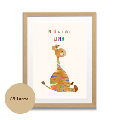 Bunt wie das Leben – Kinderposter Giraffe