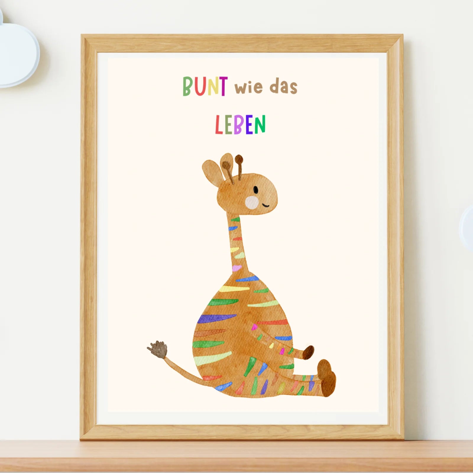 Bunt wie das Leben – Kinderposter Giraffe