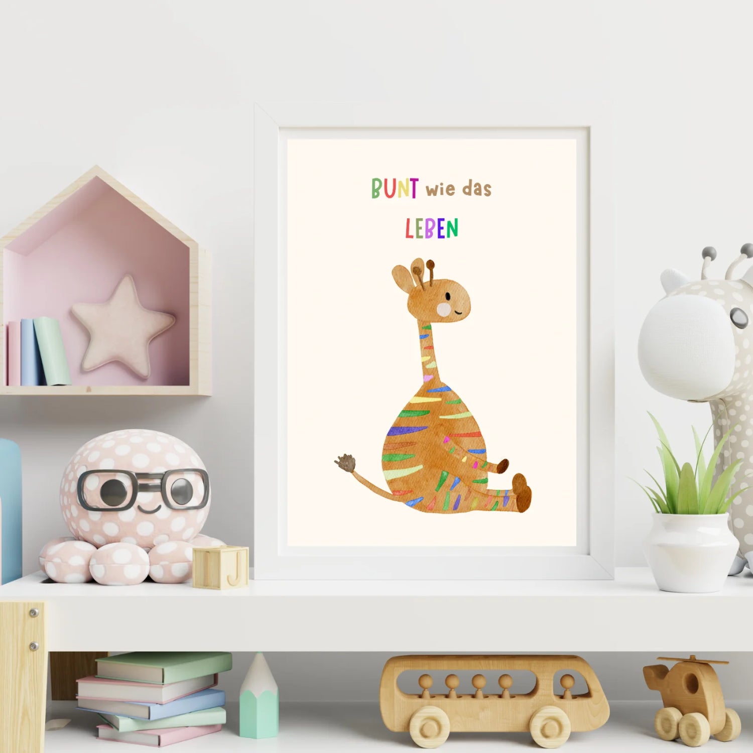 Bunt wie das Leben – Kinderposter Giraffe
