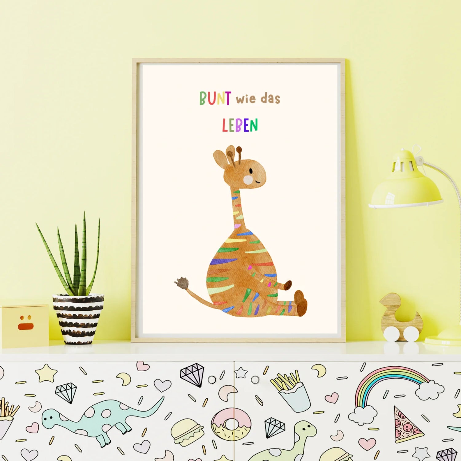 Bunt wie das Leben – Kinderposter Giraffe