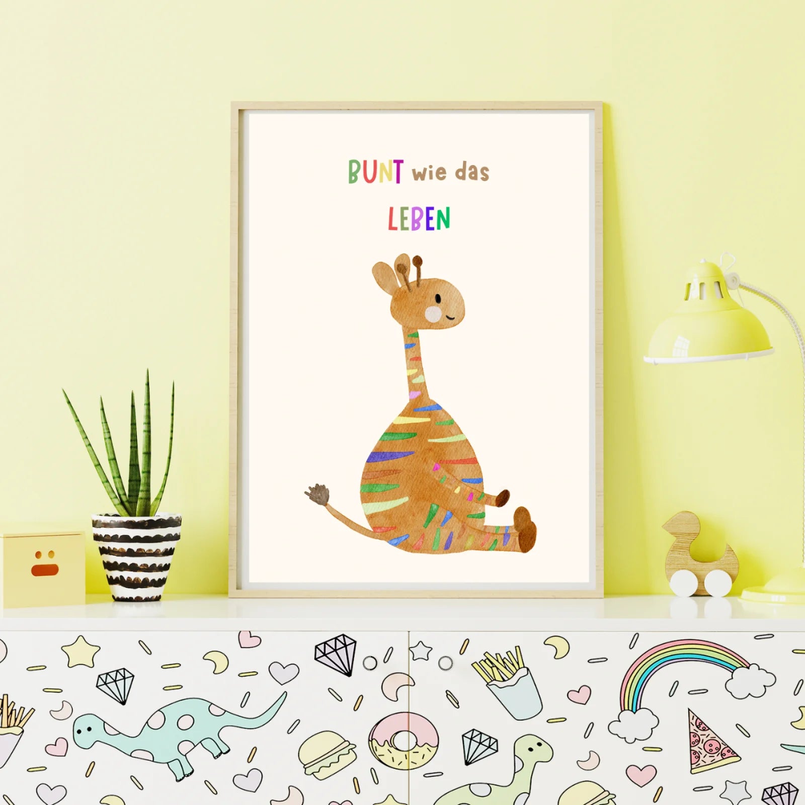 Bunt wie das Leben – Kinderposter Giraffe